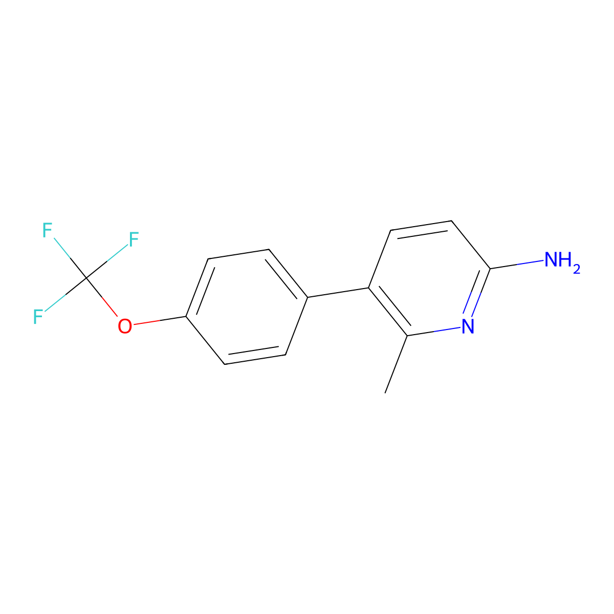 6-Methyl-5-(4-(trifluoromethoxy)phenyl)pyridin-2-amine molecular structure, CAS 1261444-26-1