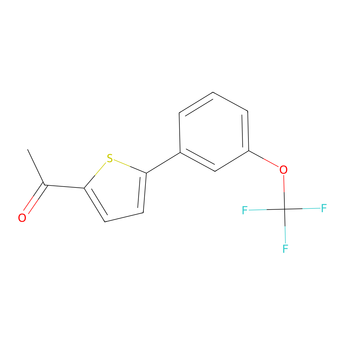 1-(5-(3-(Trifluoromethoxy)phenyl)thiophen-2-yl)ethanone molecular structure, CAS 1261446-53-0