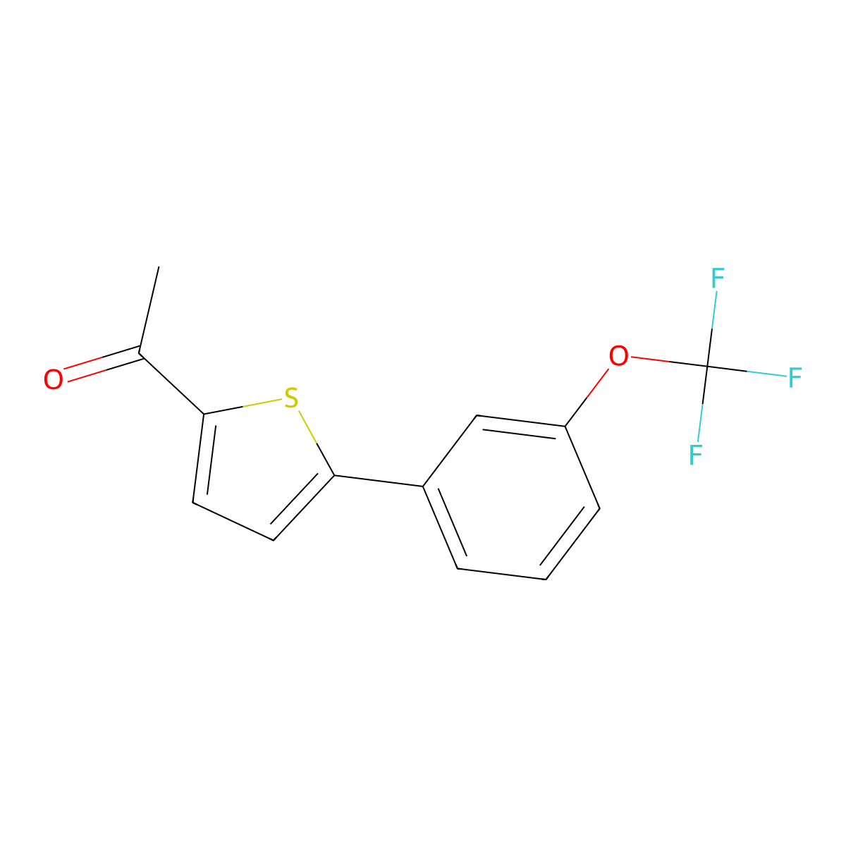 1-(5-(3-(Trifluoromethoxy)phenyl)thiophen-2-yl)ethanone molecular structure, CAS 1261446-53-0
