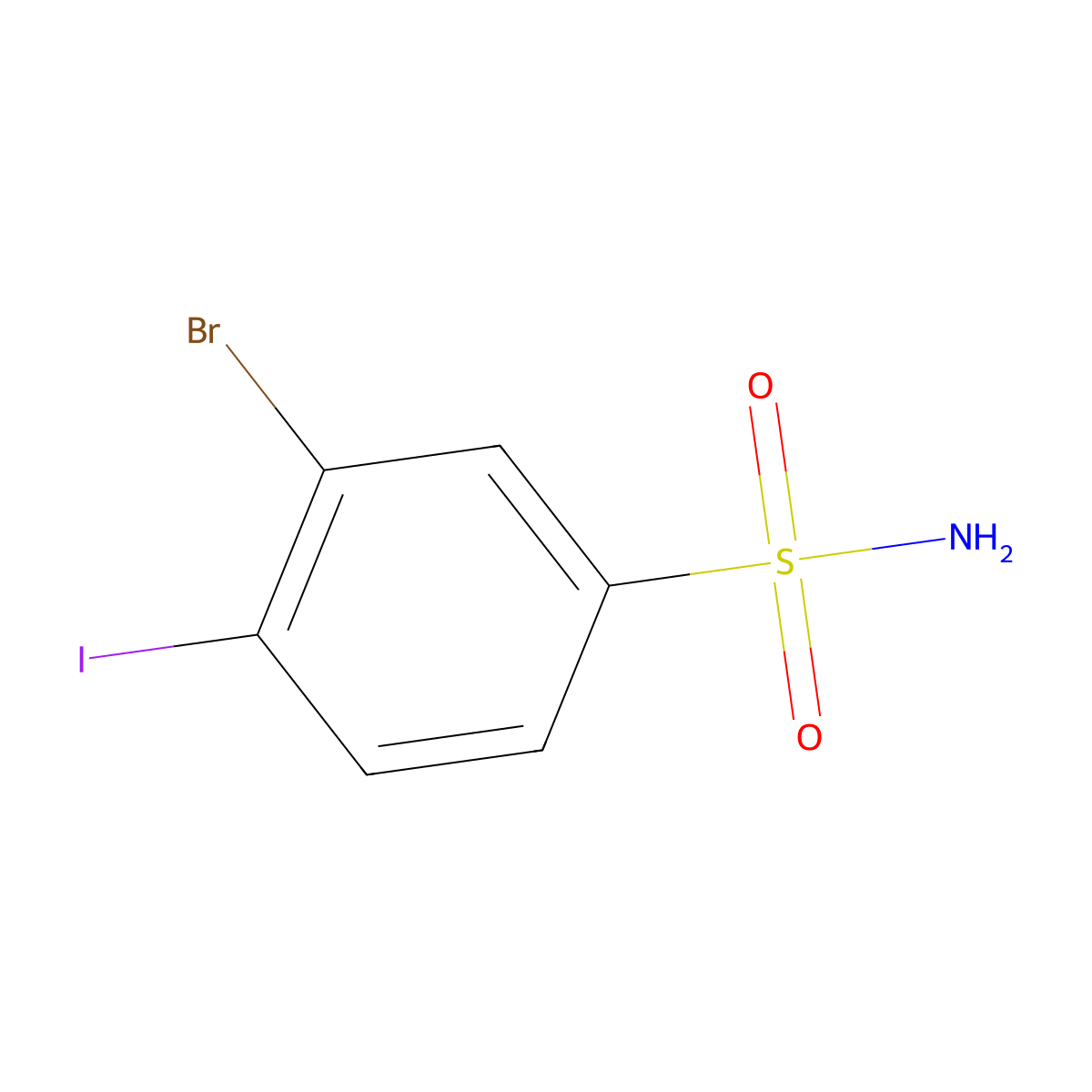 3-Bromo-4-iodobenzene-1-sulfonamide molecular structure, CAS 1261448-41-2