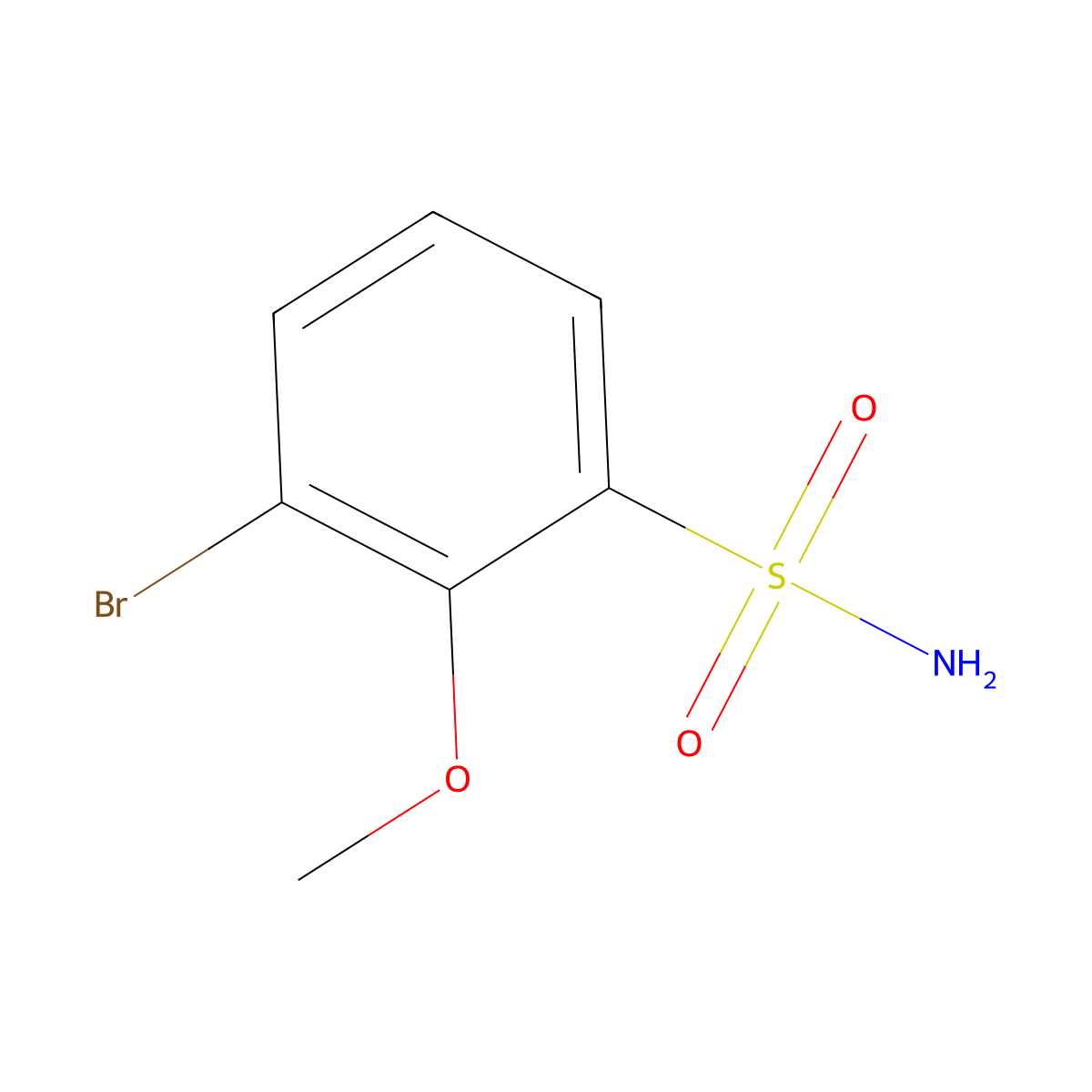 3-Bromo-2-methoxybenzene-1-sulfonamide molecular structure, CAS 1261448-77-4