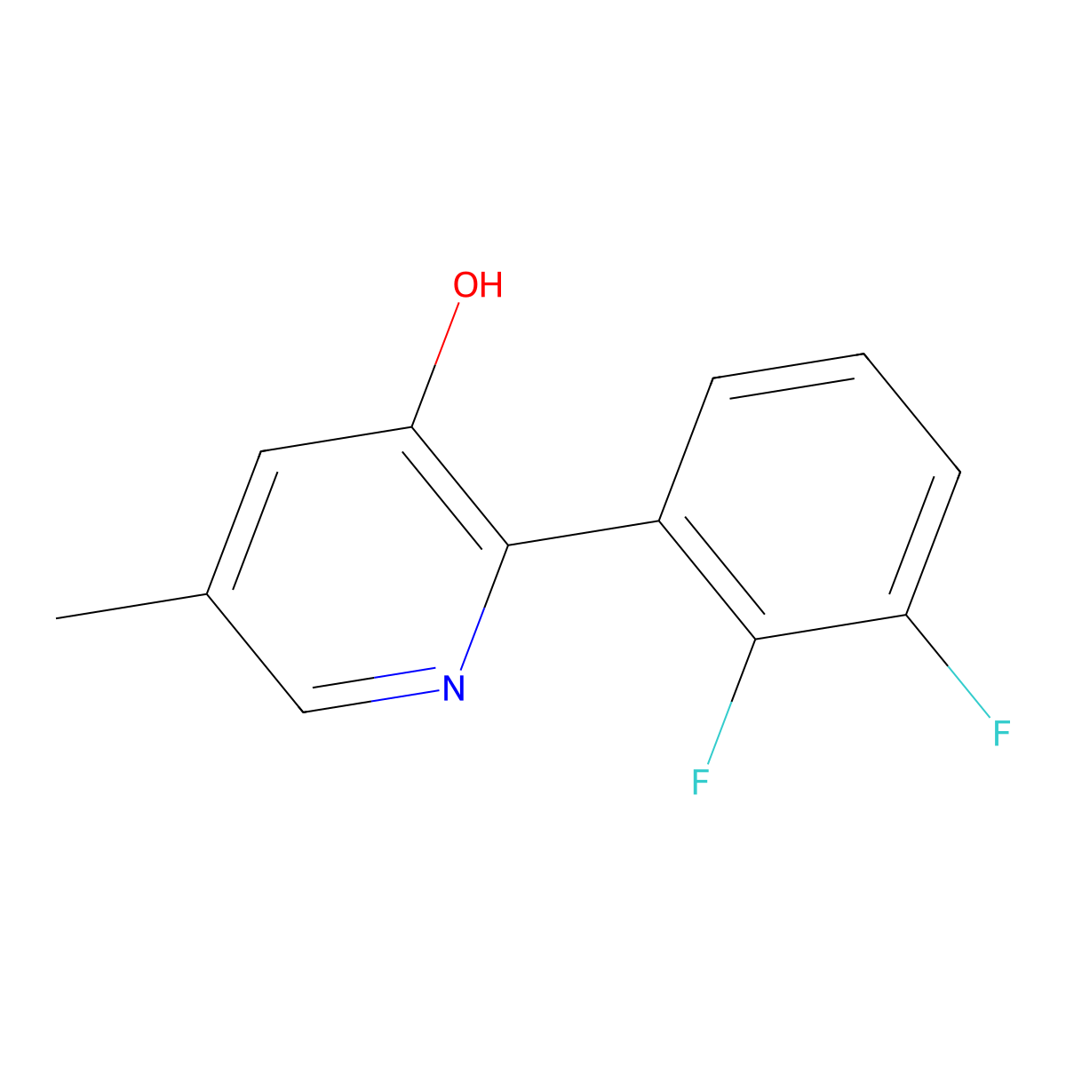 3-Pyridinol, 2-(2,3-difluorophenyl)-5-methyl- molecular structure, CAS 1261448-86-5