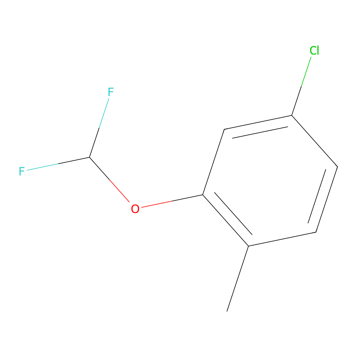 4-Chloro-2-(difluoromethoxy)-1-methylbenzene molecular structure, CAS 1261449-29-9