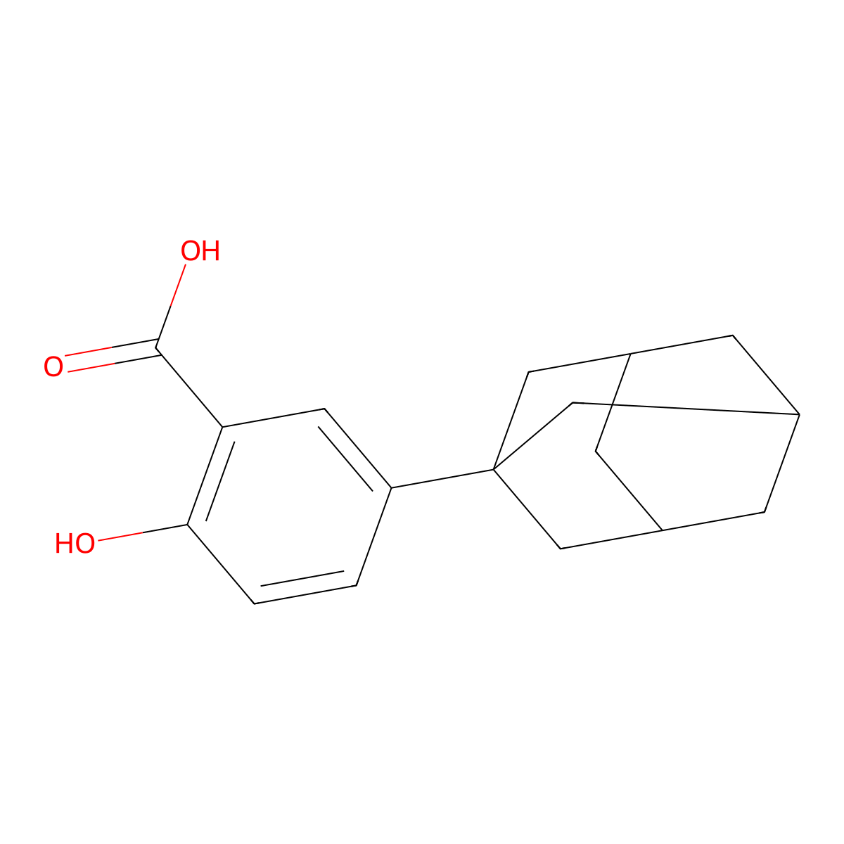 Benzoic acid, 2-hydroxy-5-tricyclo(3.3.1.1(sup 3,7))dec-1-yl- molecular structure, CAS 126145-51-5