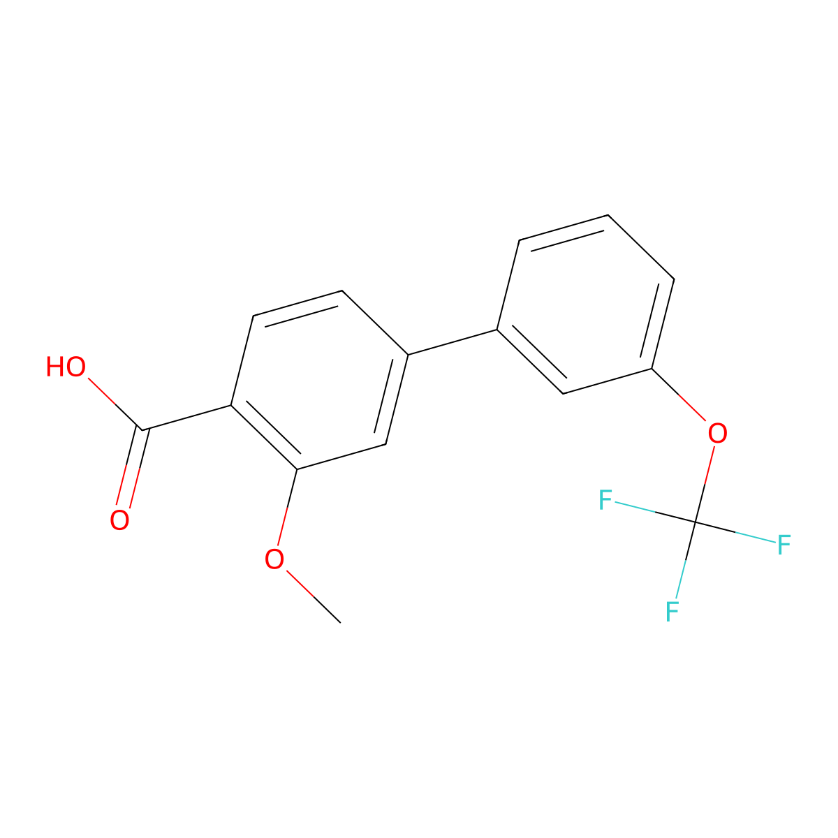 2-Methoxy-4-(3-trifluoromethoxyphenyl)benzoic acid molecular structure, CAS 1261451-00-6