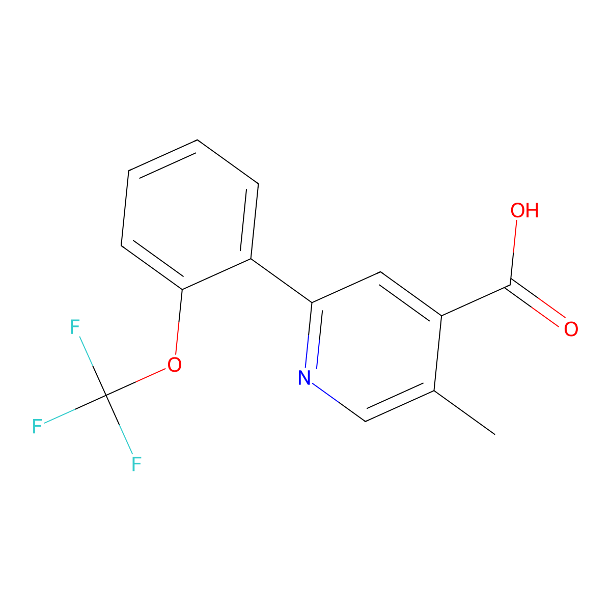 5-Methyl-2-[2-(trifluoromethoxy)phenyl]pyridine-4-carboxylic acid molecular structure, CAS 1261451-17-5