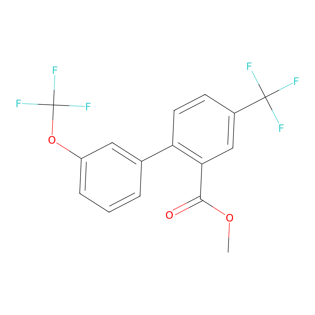 Methyl 3'-(trifluoromethoxy)-4-(trifluoromethyl)biphenyl-2-carboxylate molecular structure, CAS 1261451-38-0