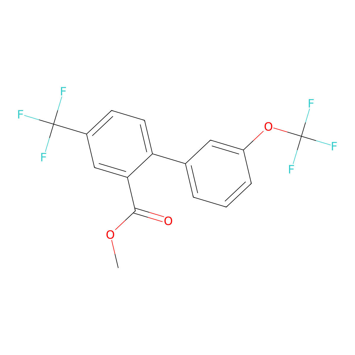 Methyl 3'-(trifluoromethoxy)-4-(trifluoromethyl)biphenyl-2-carboxylate molecular structure, CAS 1261451-38-0