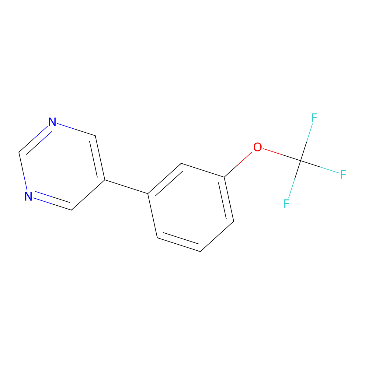 Pyrimidine, 5-[3-(trifluoromethoxy)phenyl]- molecular structure, CAS 1261451-96-0