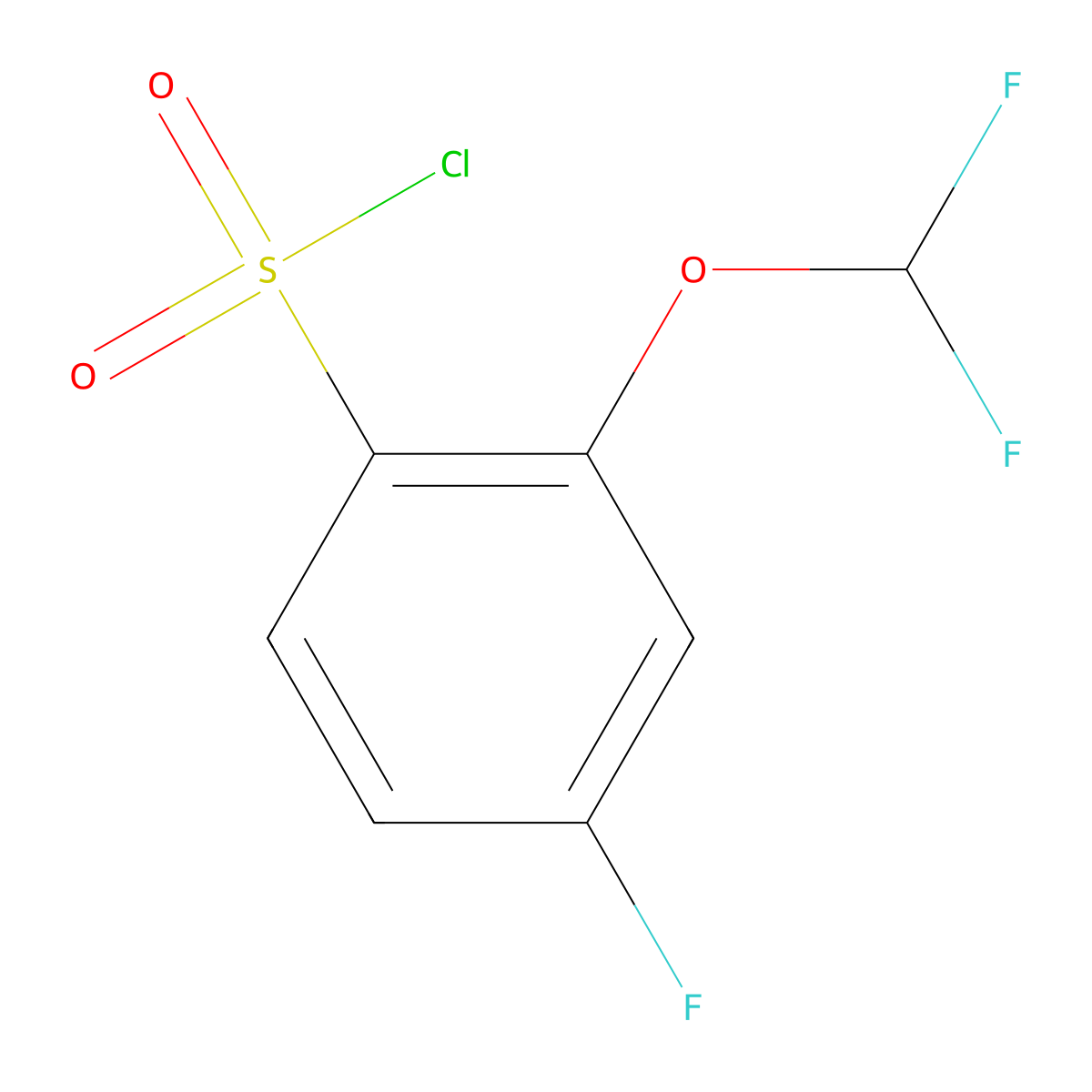 2-(Difluoromethoxy)-4-fluorobenzenesulfonyl chloride molecular structure, CAS 1261453-16-0