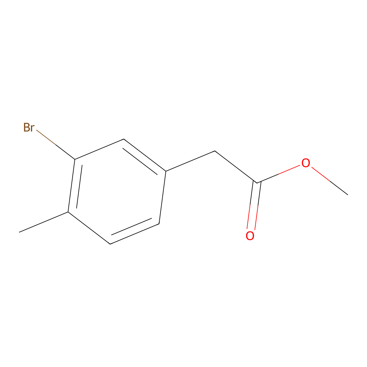 Methyl 2-(3-bromo-4-methylphenyl)acetate molecular structure, CAS 1261453-29-5