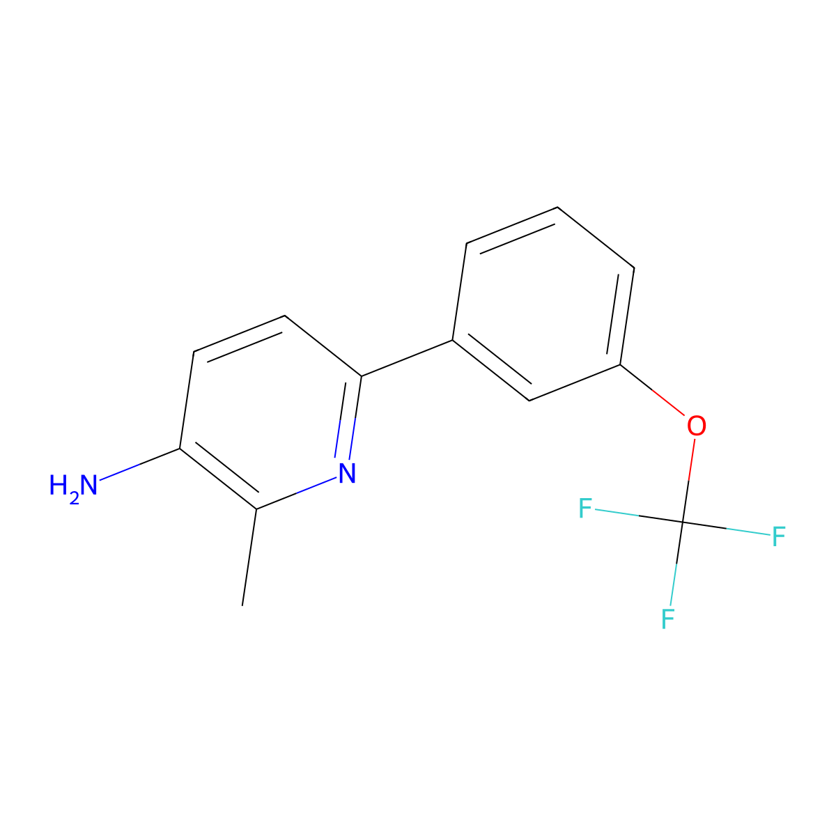 2-Methyl-6-(3-(trifluoromethoxy)phenyl)pyridin-3-amine molecular structure, CAS 1261454-36-7
