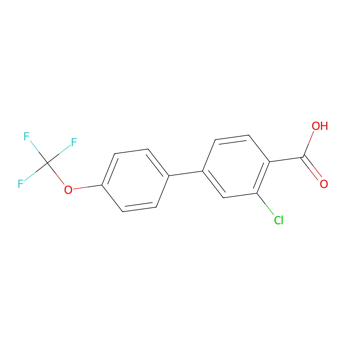 2-Chloro-4-(4-trifluoromethoxyphenyl)benzoic acid molecular structure, CAS 1261455-21-3