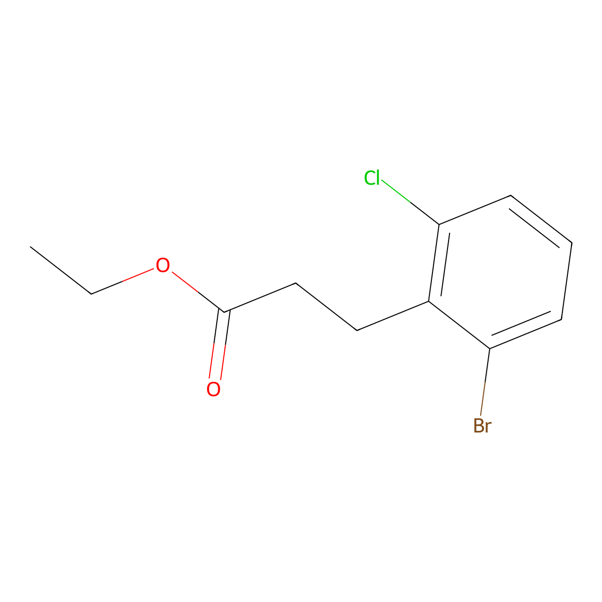 Ethyl 3-(2-bromo-6-chlorophenyl)propanoate molecular structure, CAS 1261455-37-1
