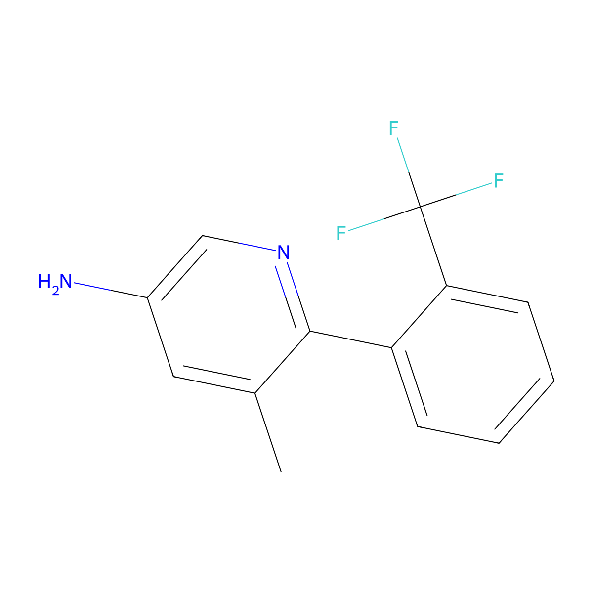 5-Methyl-6-(2-(trifluoromethyl)phenyl)pyridin-3-amine molecular structure, CAS 1261456-69-2