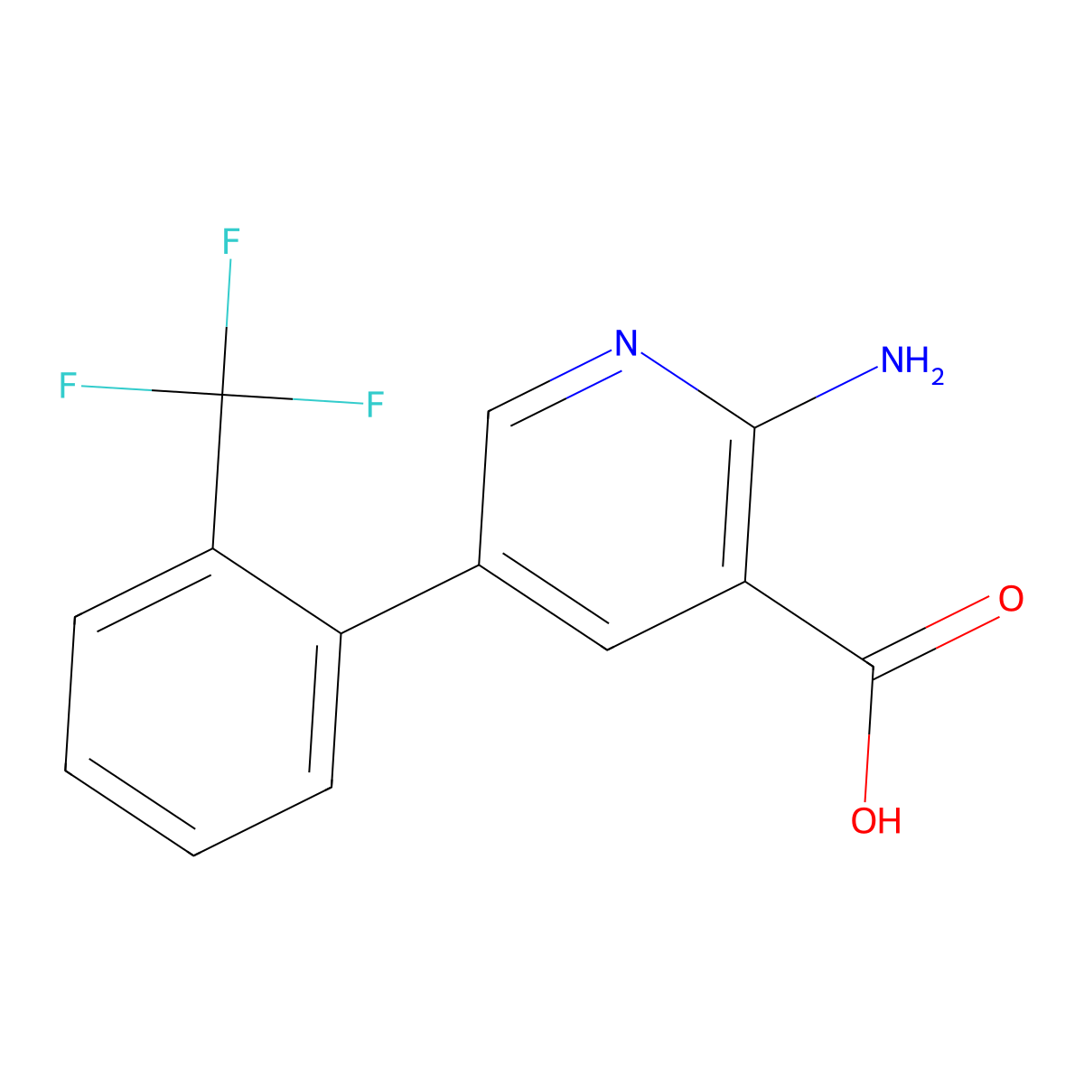 2-Amino-5-(2-(trifluoromethyl)phenyl)nicotinic acid molecular structure, CAS 1261456-85-2