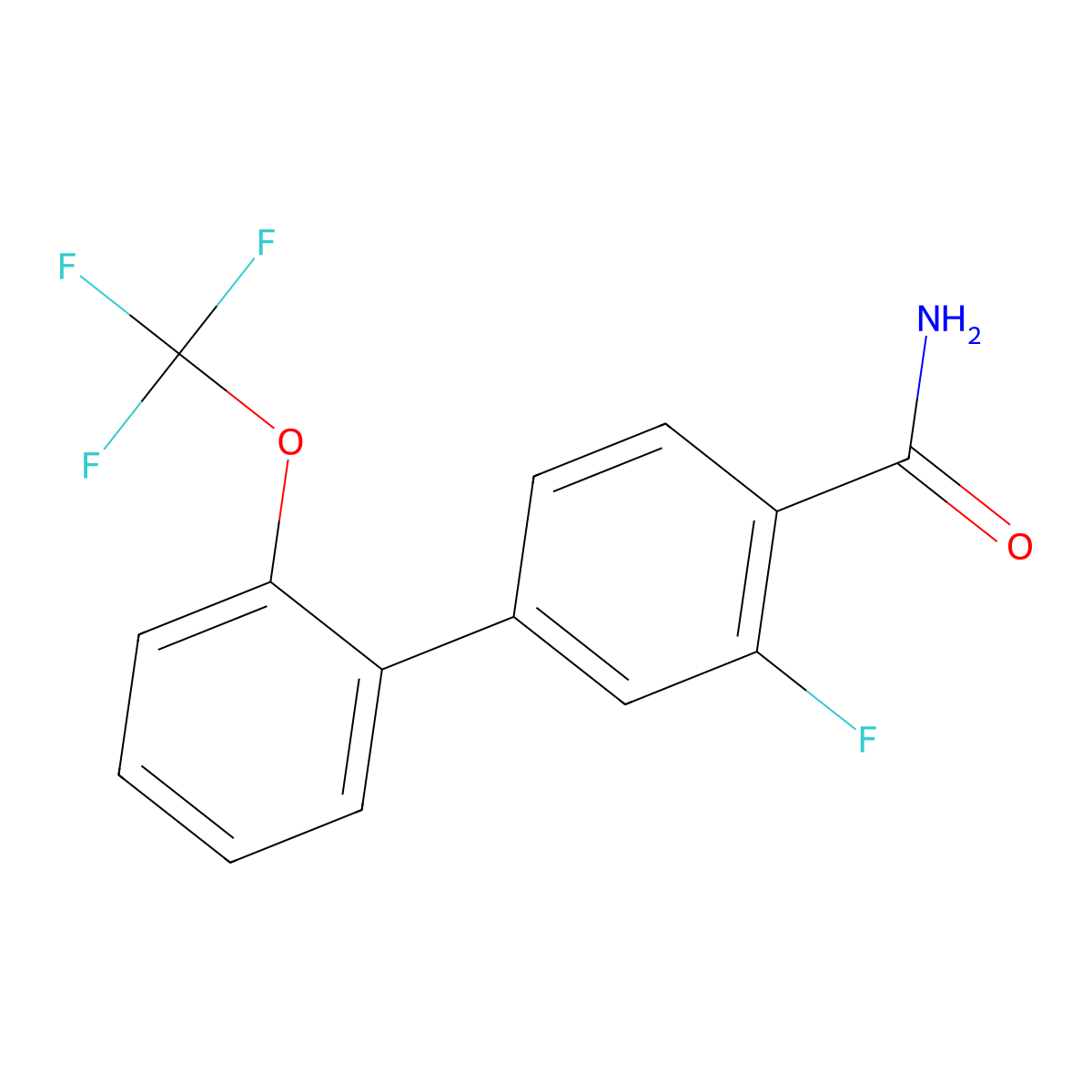 3-Fluoro-2'-(trifluoromethoxy)[1,1'-biphenyl]-4-carboxamide molecular structure, CAS 1261460-12-1