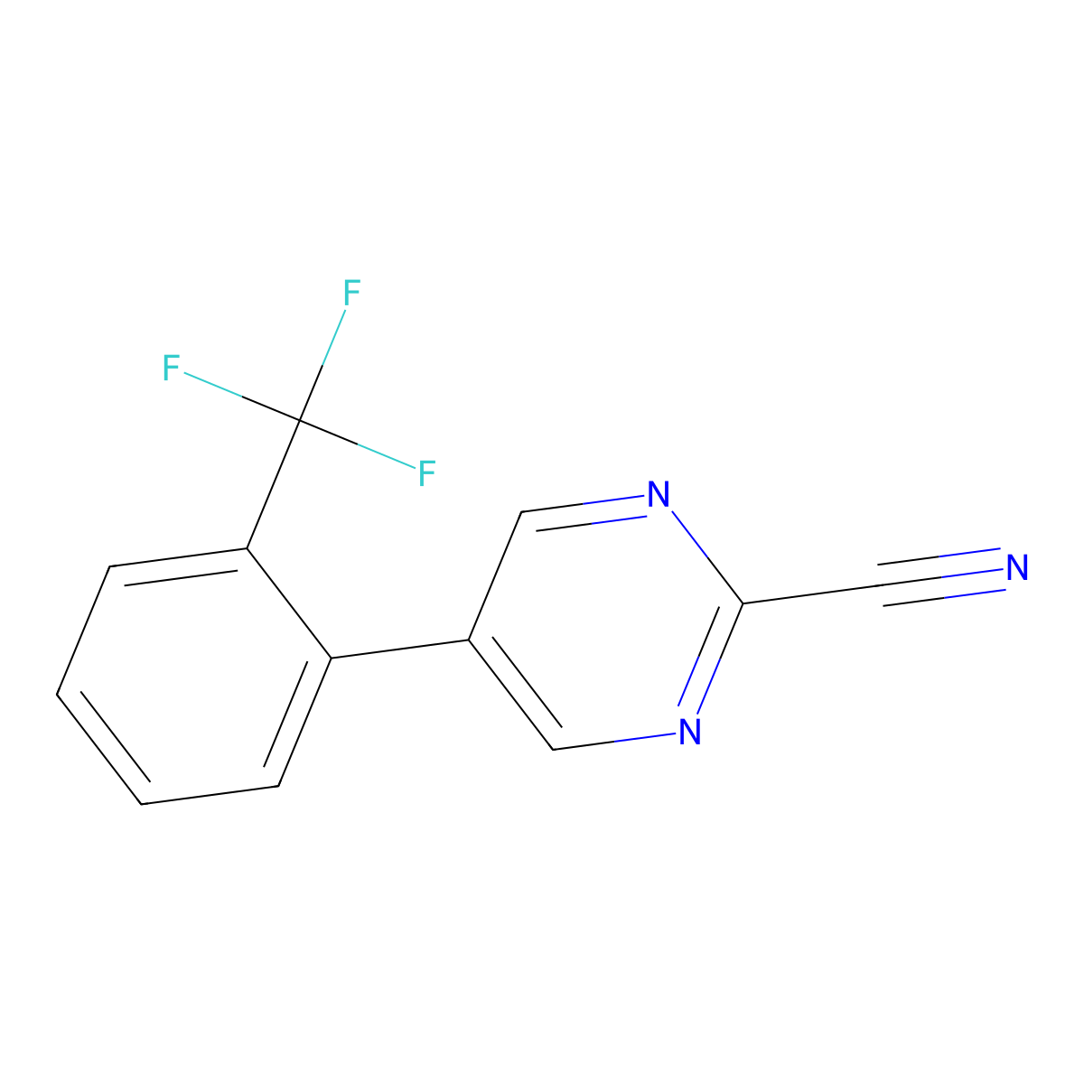 5-(2-(Trifluoromethyl)phenyl)pyrimidine-2-carbonitrile molecular structure, CAS 1261463-69-7