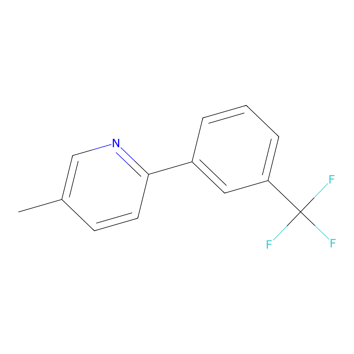 5-Methyl-2-[3-(trifluoromethyl)phenyl]pyridine molecular structure, CAS 1261464-82-7