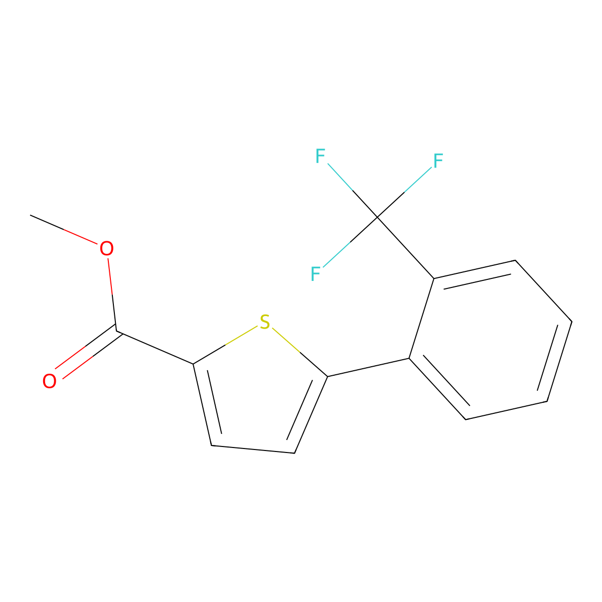 Methyl 5-[2-(trifluoromethyl)phenyl]-2-thiophenecarboxylate molecular structure, CAS 1261465-18-2