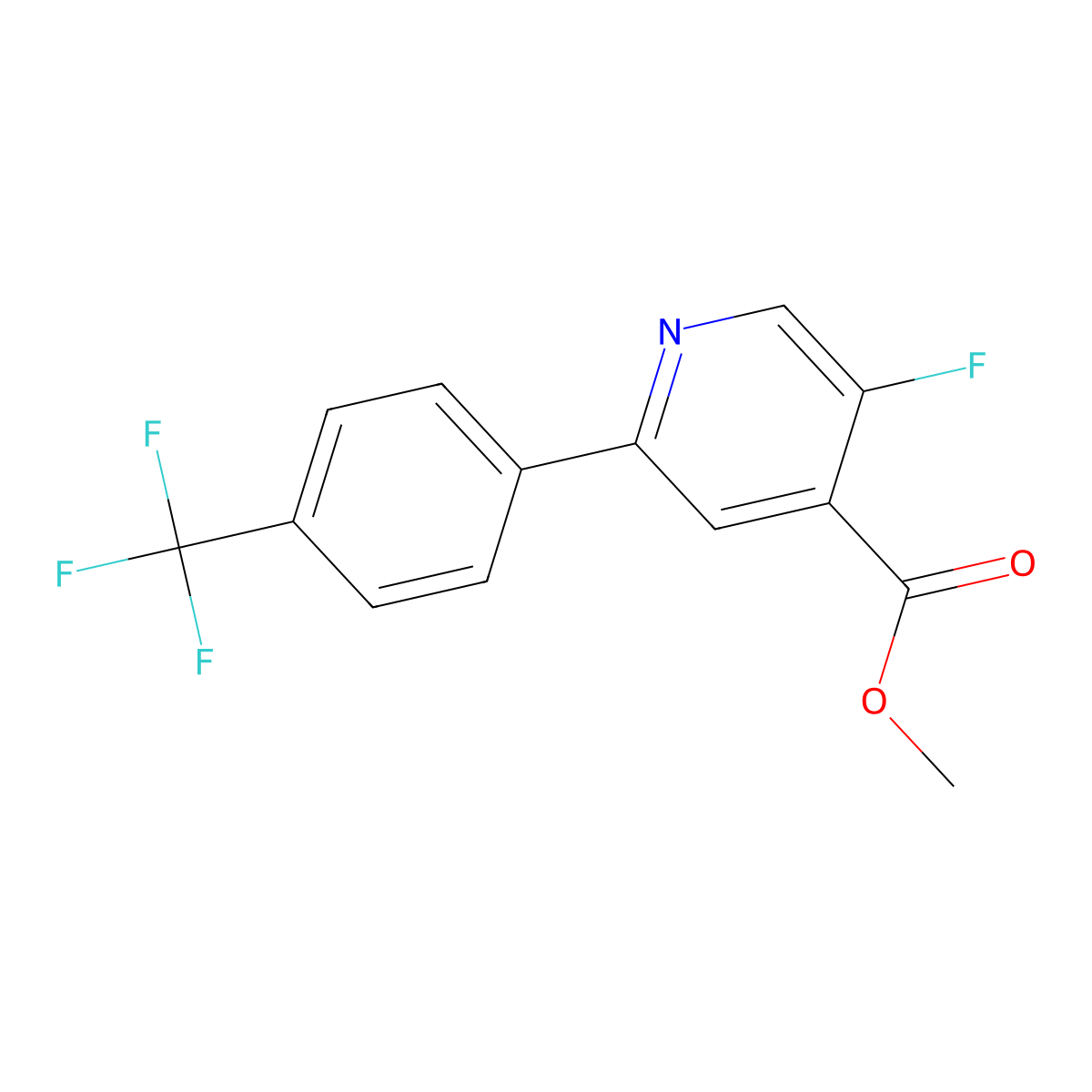 Methyl 5-fluoro-2-(4-(trifluoromethyl)phenyl)isonicotinate molecular structure, CAS 1261467-63-3
