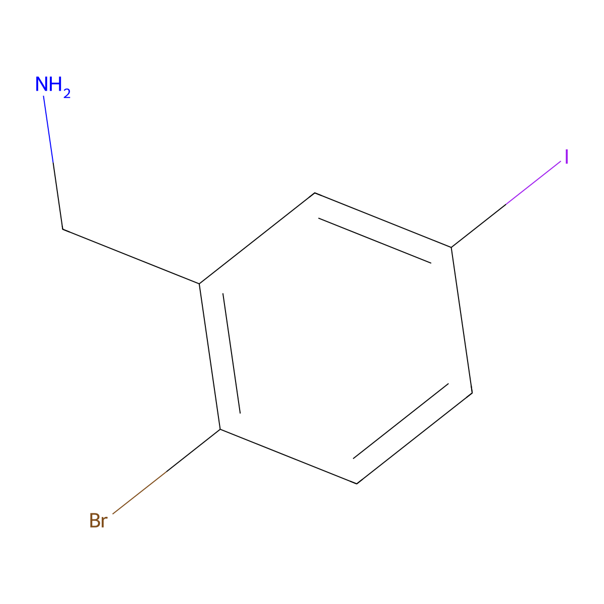 (2-Bromo-5-iodophenyl)methanamine molecular structure, CAS 1261470-92-1