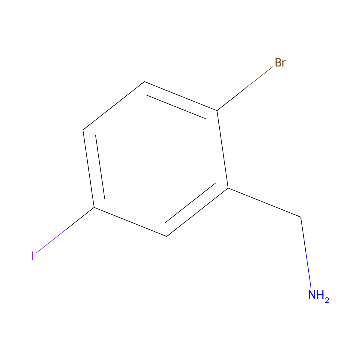 (2-Bromo-5-iodophenyl)methanamine molecular structure, CAS 1261470-92-1