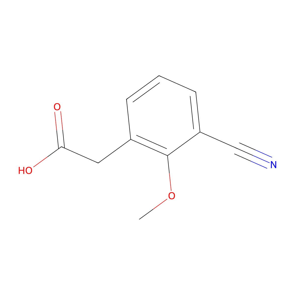2-(3-Cyano-2-methoxyphenyl)acetic acid molecular structure, CAS 1261475-04-0