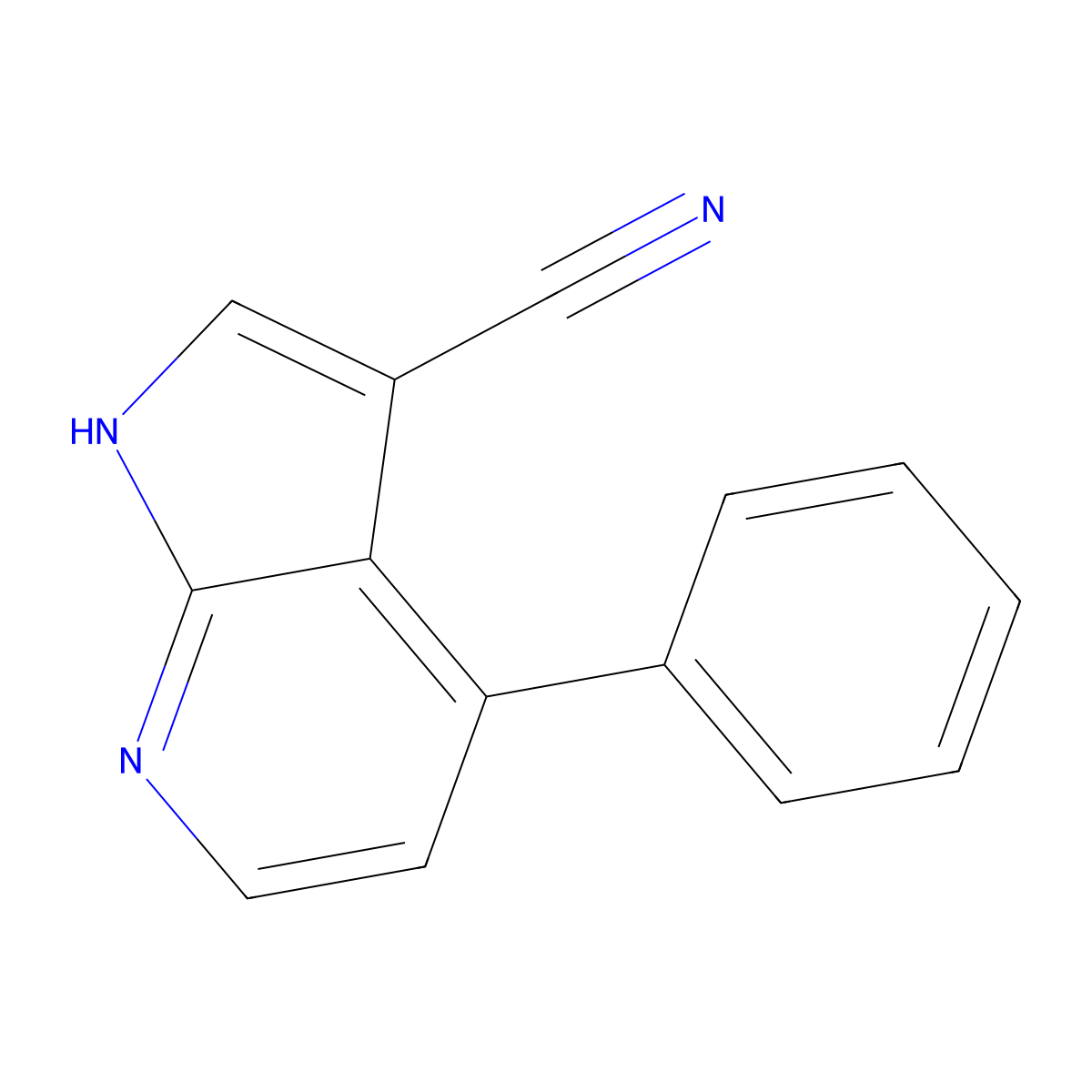 4-Phenyl-1H-pyrrolo[2,3-b]pyridine-3-carbonitrile molecular structure, CAS 1261475-05-1