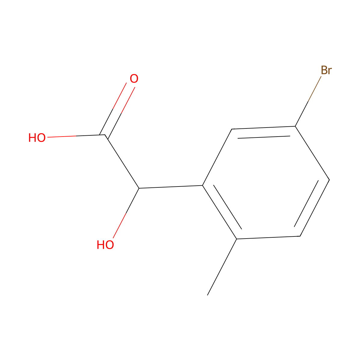 2-(5-Bromo-2-methylphenyl)-2-hydroxyacetic acid molecular structure, CAS 1261475-08-4