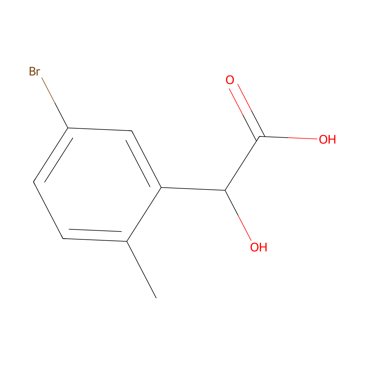 2-(5-Bromo-2-methylphenyl)-2-hydroxyacetic acid molecular structure, CAS 1261475-08-4
