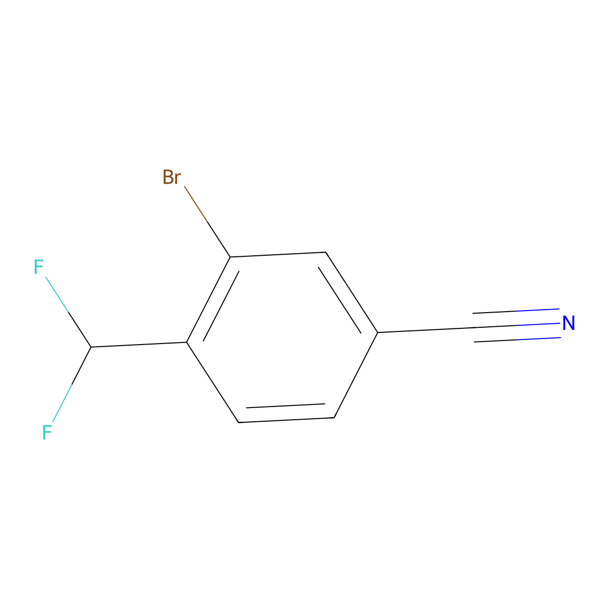 3-Bromo-4-(difluoromethyl)benzonitrile molecular structure, CAS 1261476-24-7