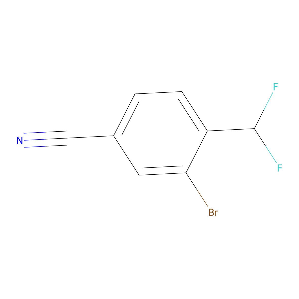 3-Bromo-4-(difluoromethyl)benzonitrile molecular structure, CAS 1261476-24-7