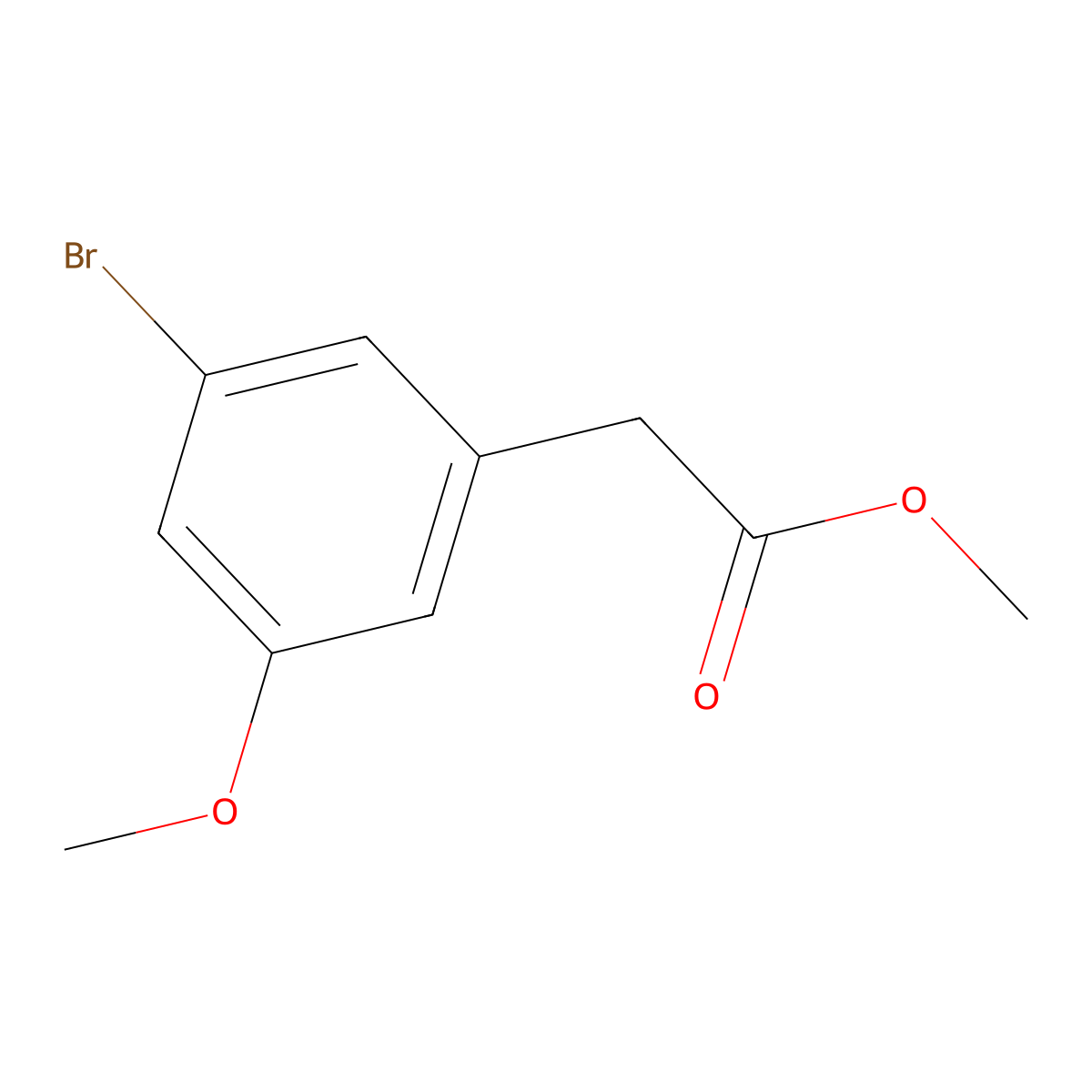 Benzeneacetic acid, 3-bromo-5-methoxy-, methyl ester molecular structure, CAS 1261476-25-8