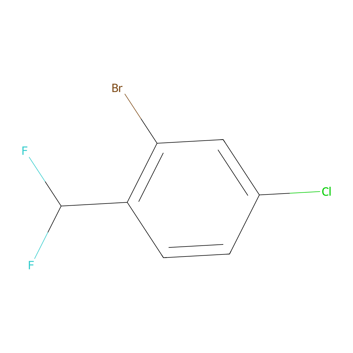 2-Bromo-4-chloro-1-(difluoromethyl)benzene molecular structure, CAS 1261476-50-9
