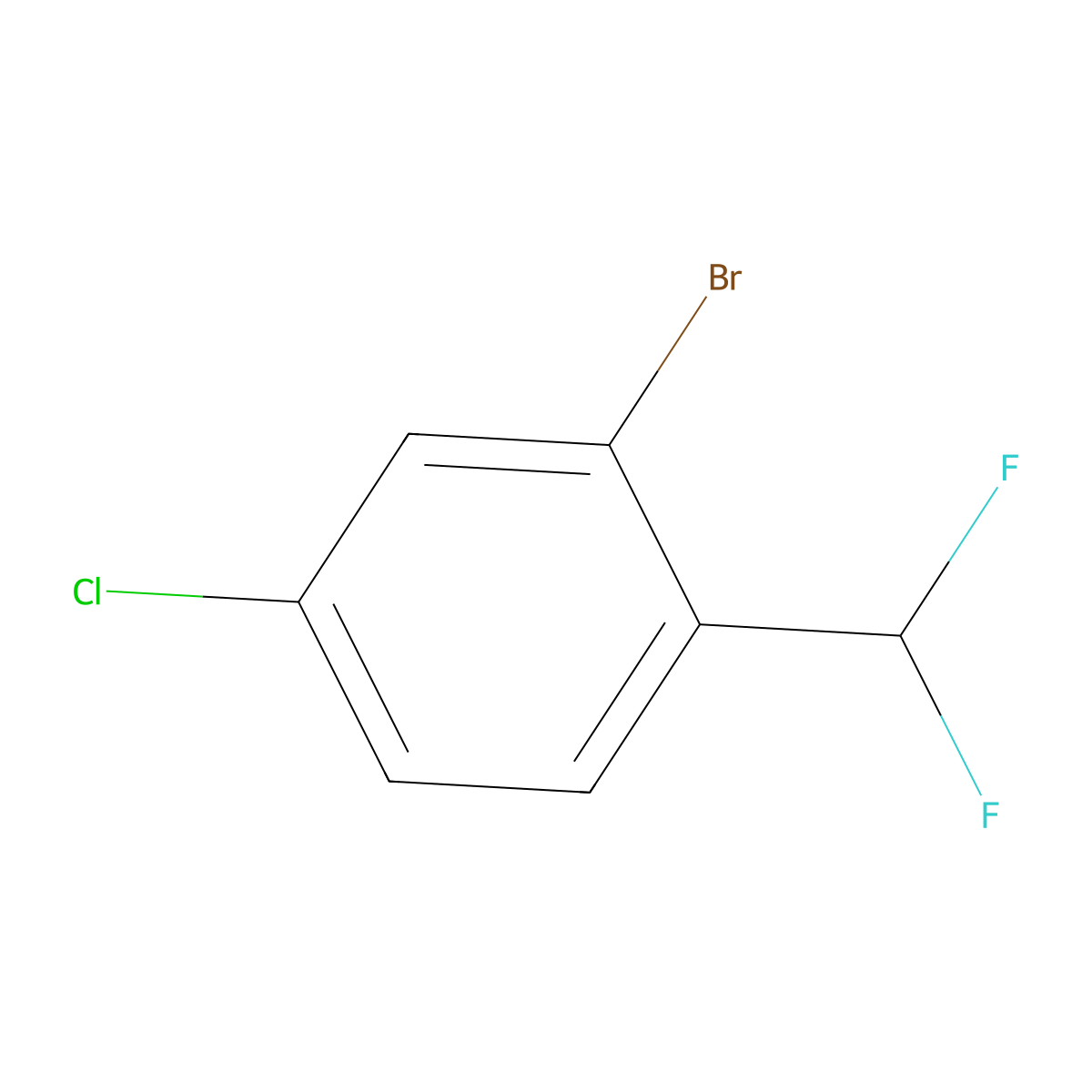 2-Bromo-4-chloro-1-(difluoromethyl)benzene molecular structure, CAS 1261476-50-9