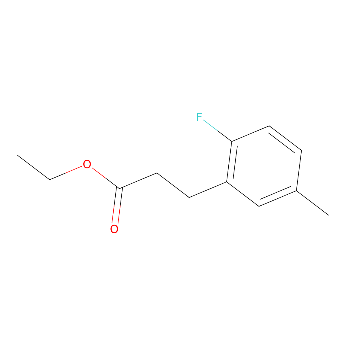Ethyl 3-(2-fluoro-5-methylphenyl)propanoate molecular structure, CAS 1261476-95-2