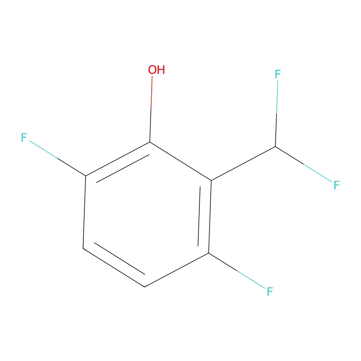 Phenol, 2-(difluoromethyl)-3,6-difluoro- molecular structure, CAS 1261477-77-3