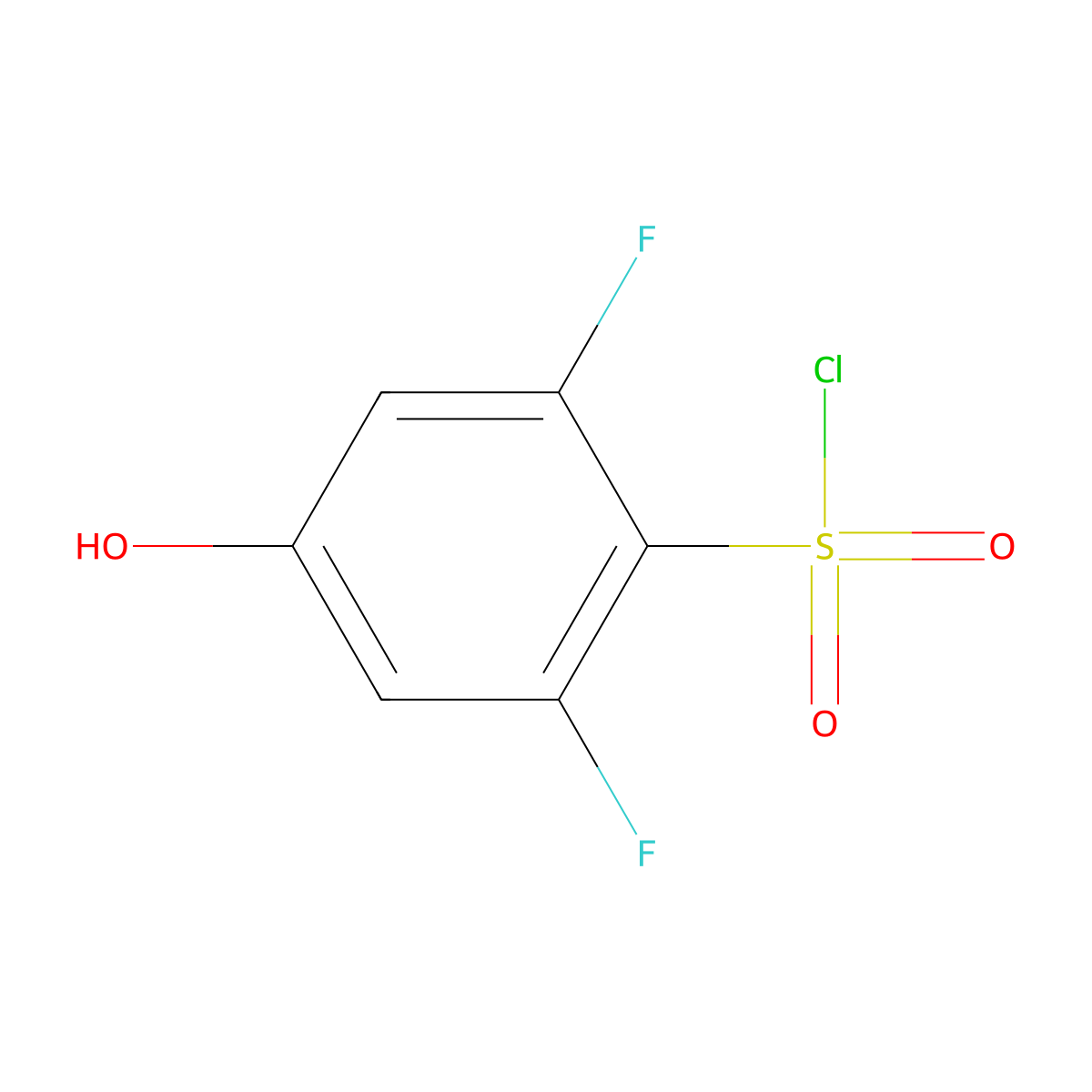 2,6-Difluoro-4-hydroxybenzene-1-sulfonyl chloride molecular structure, CAS 1261477-88-6