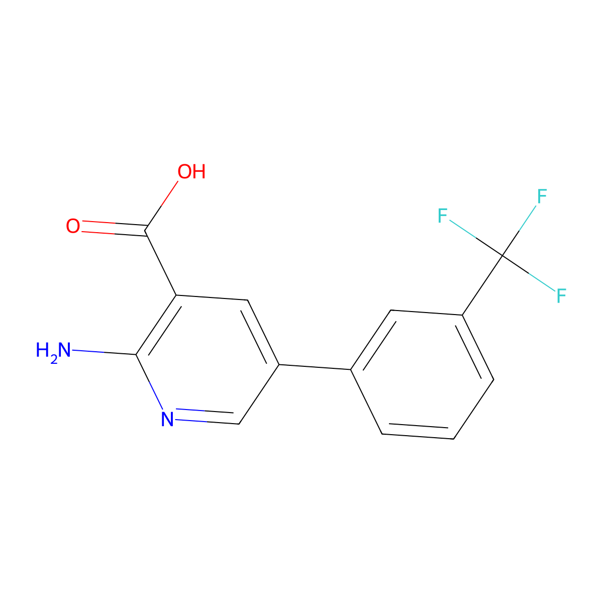 2-Amino-5-(3-(trifluoromethyl)phenyl)nicotinic acid molecular structure, CAS 1261478-05-0