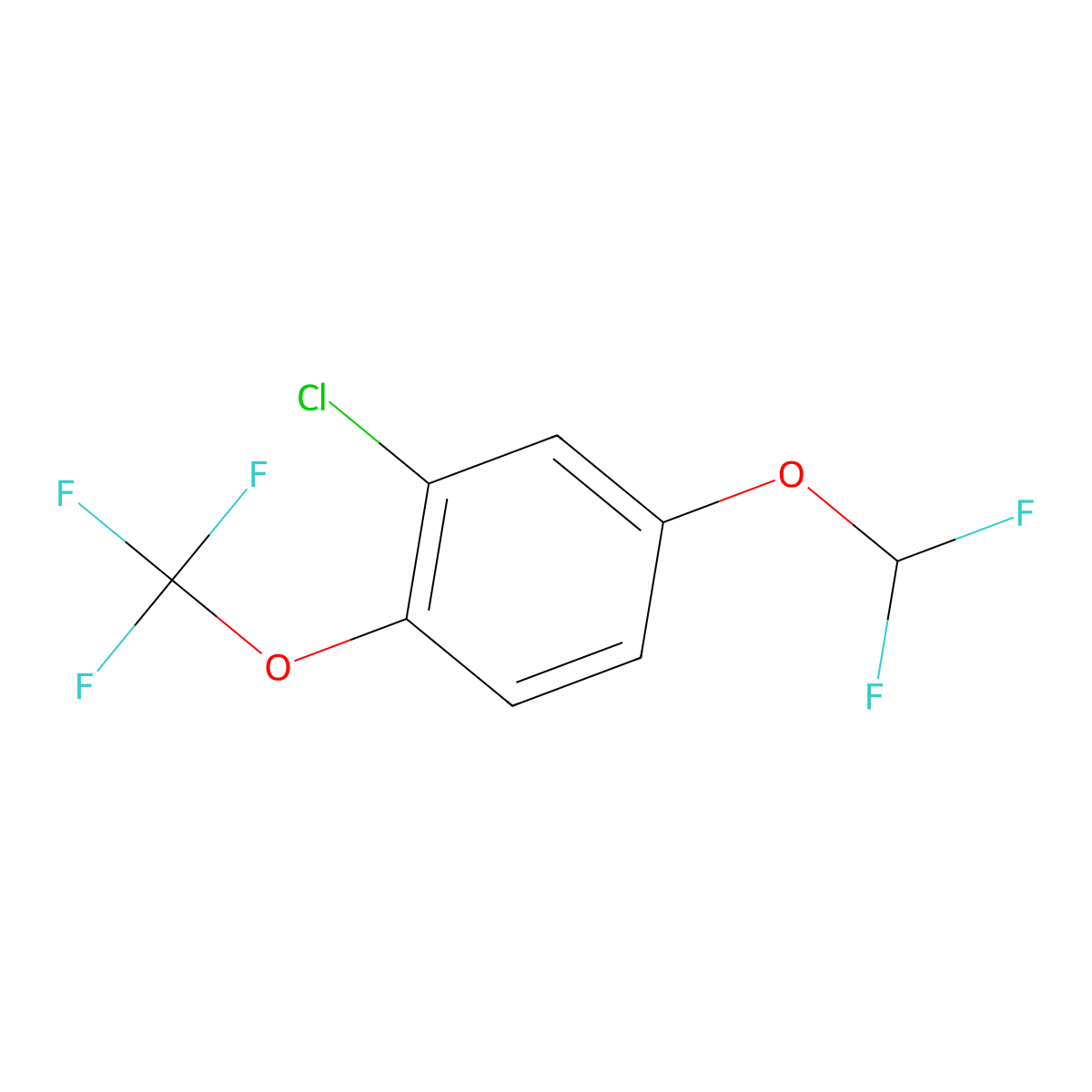 2-Chloro-4-(difluoromethoxy)-1-(trifluoromethoxy)benzene molecular structure, CAS 1261478-84-5