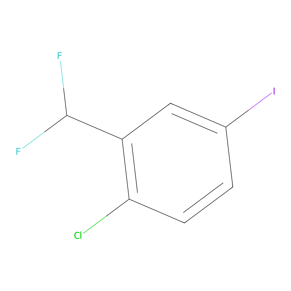 1-Chloro-2-(difluoromethyl)-4-iodobenzene molecular structure, CAS 1261479-11-1