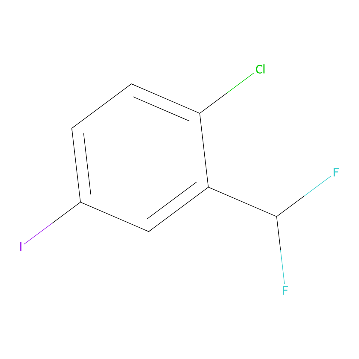 1-Chloro-2-(difluoromethyl)-4-iodobenzene molecular structure, CAS 1261479-11-1