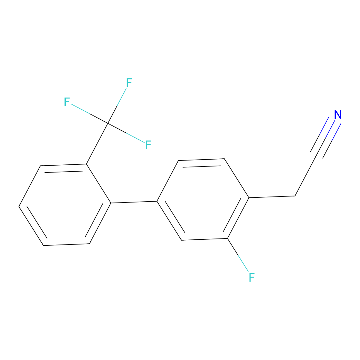2-(3-Fluoro-2'-(trifluoromethyl)-[1,1'-biphenyl]-4-yl)acetonitrile molecular structure, CAS 1261479-46-2