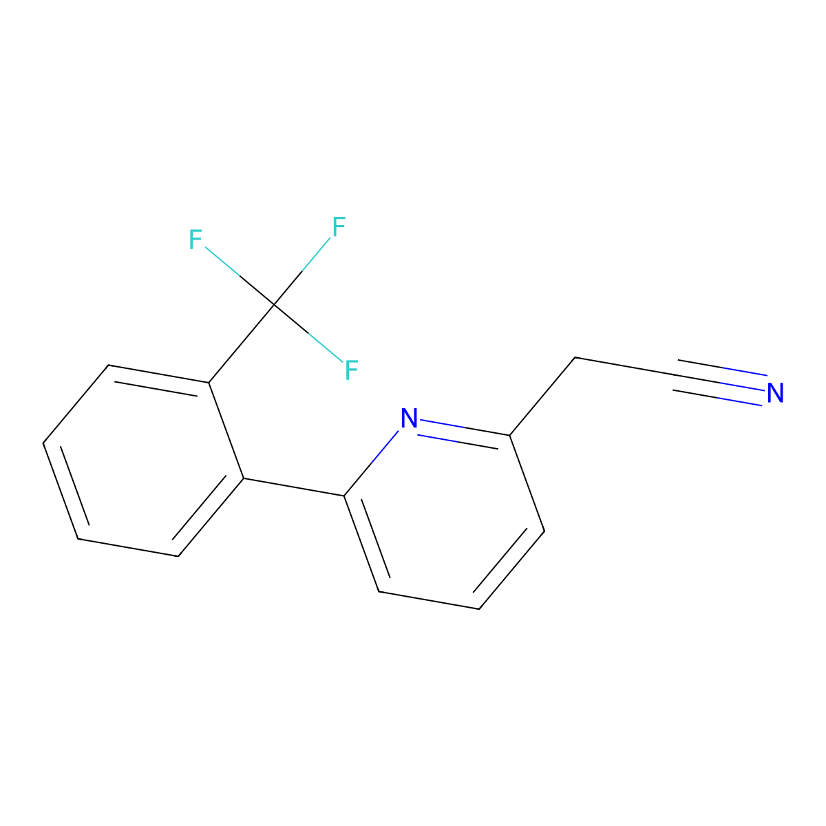 2-(6-(2-(Trifluoromethyl)phenyl)pyridin-2-yl)acetonitrile molecular structure, CAS 1261479-61-1