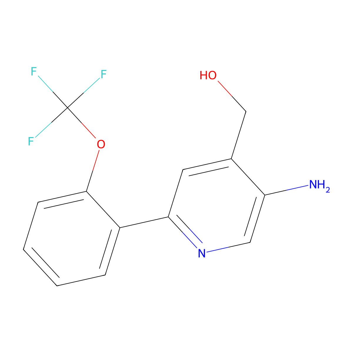 4-Pyridinemethanol, 5-amino-2-[2-(trifluoromethoxy)phenyl]- molecular structure, CAS 1261482-47-6