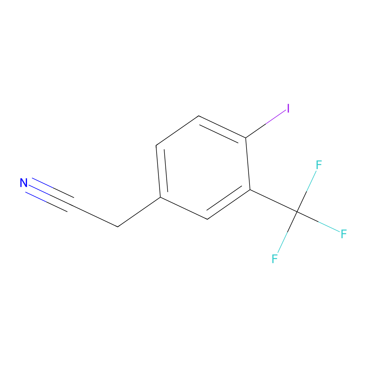 4-Iodo-3-(trifluoromethyl)phenylacetonitrile molecular structure, CAS 1261482-67-0