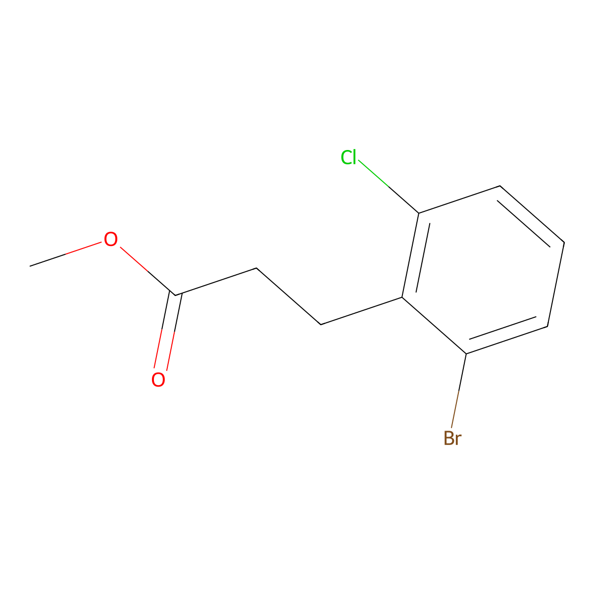 Methyl3-(2-bromo-6-chlorophenyl)propanoate molecular structure, CAS 1261483-60-6