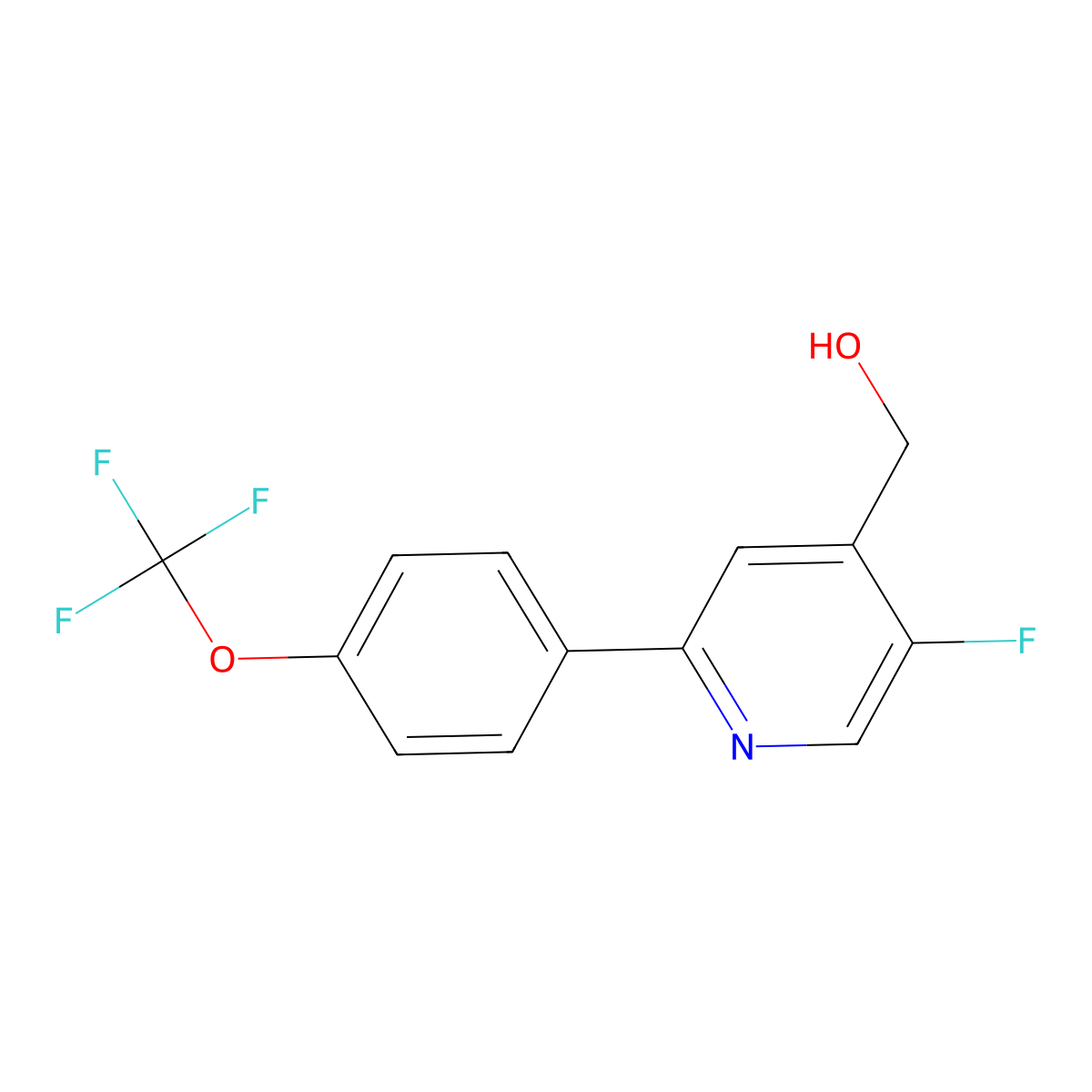 (5-Fluoro-2-(4-(trifluoromethoxy)phenyl)pyridin-4-yl)methanol molecular structure, CAS 1261484-88-1