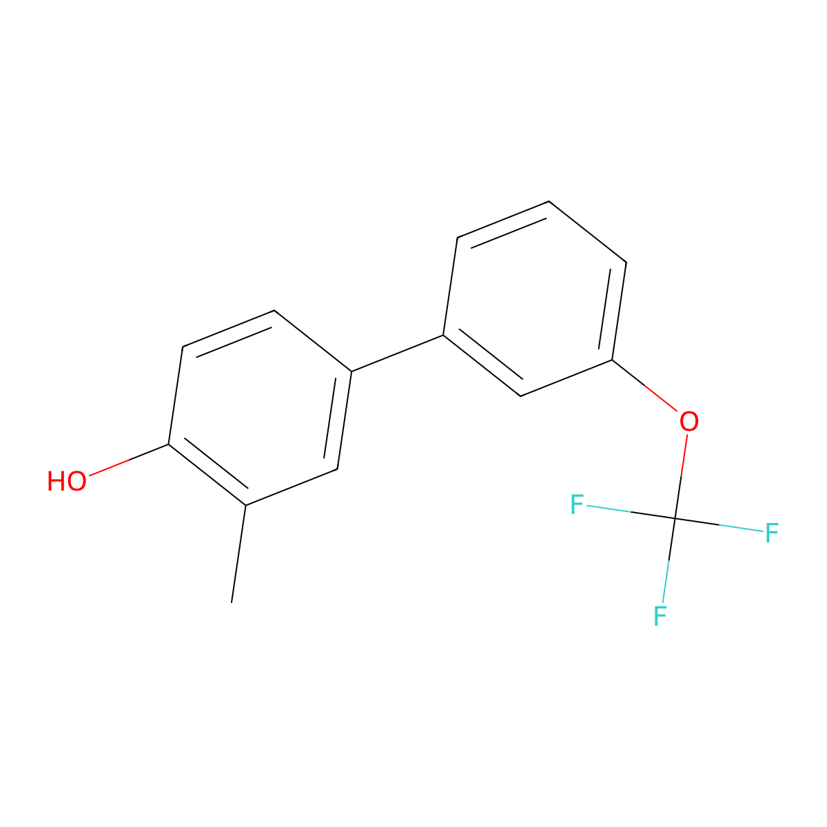 2-Methyl-4-(3-trifluoromethoxyphenyl)phenol molecular structure, CAS 1261485-28-2